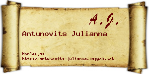 Antunovits Julianna névjegykártya